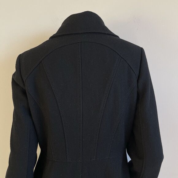 Kenneth Cole Reaction Wool Blend Black Long Pea Coat Women's 2 Preppy Old Money - Picture 8 of 16